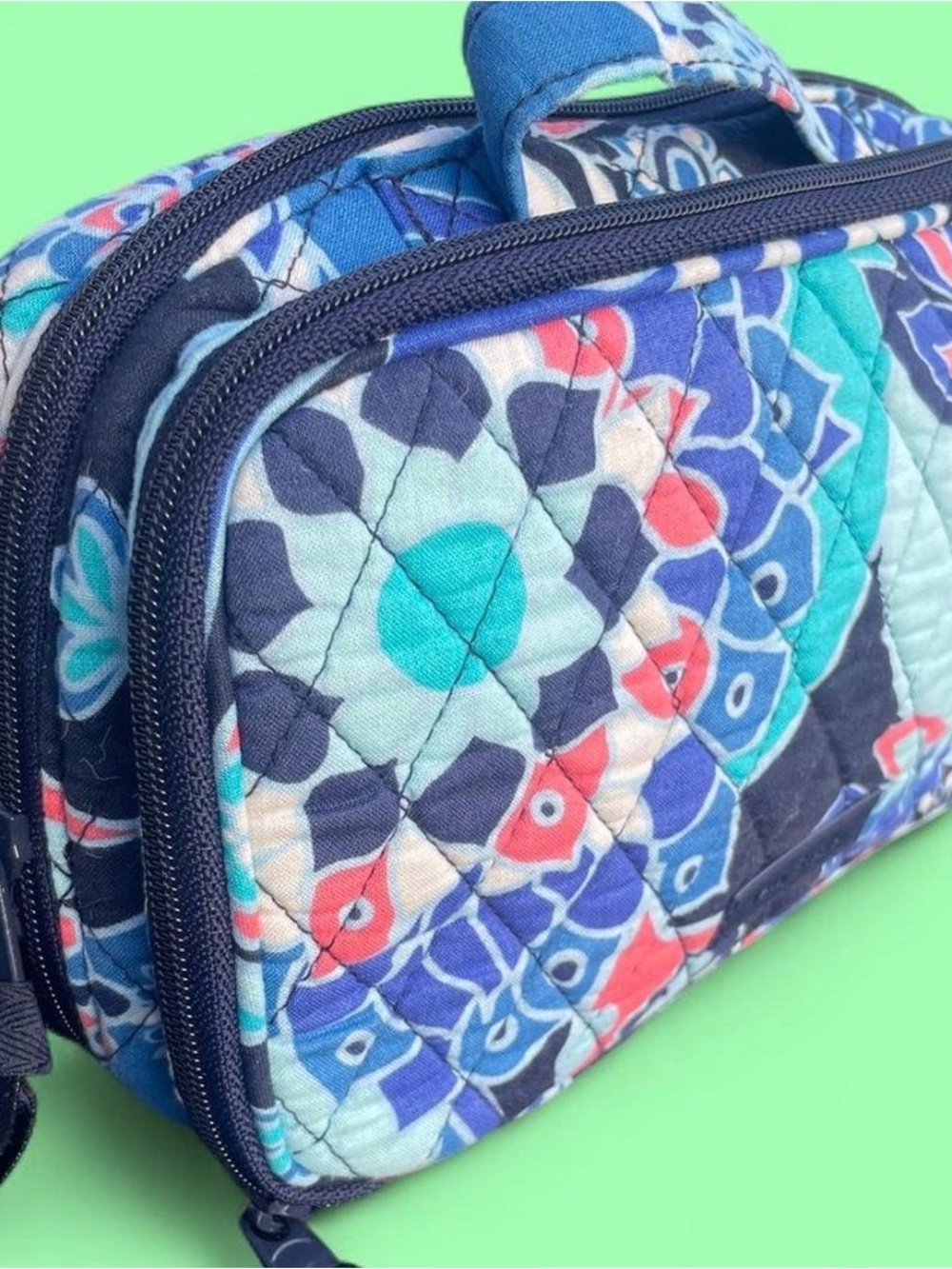 Vera Bradley Lotus Flower Swirl double zip Cosmetic Case